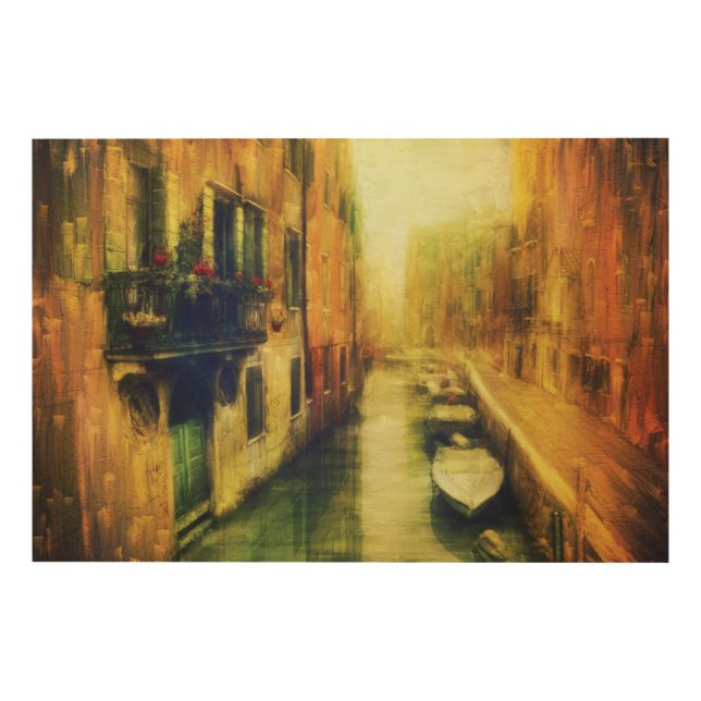 Venice Canal Balcony Painting Wood Wall Art (Front)