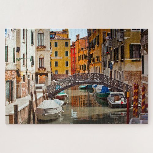 Venice Canal Bridge Boats Italy Travel Europe Jigsaw Puzzle