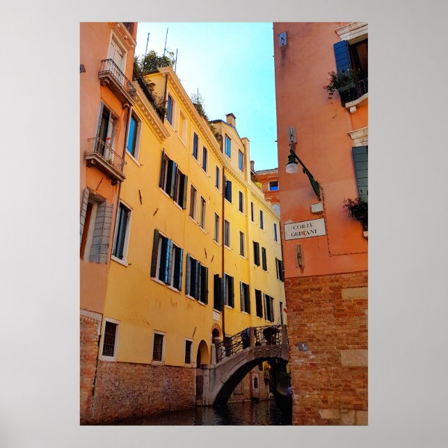 Venice Canal Bridge Brick Wall Architecture Poster (Front)