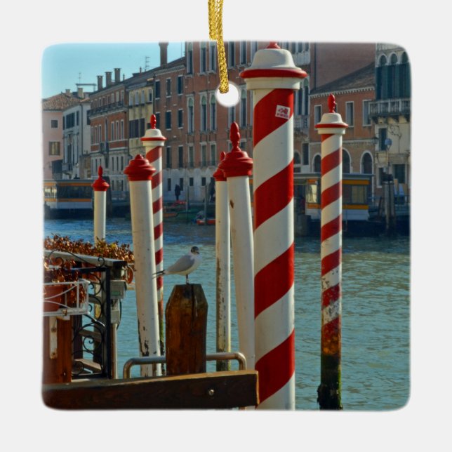 Venice Canal Ceramic Ceramic Ornament (Front)