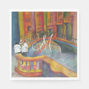 VENICE CANAL MONOGRAM PARTY NAPKINS