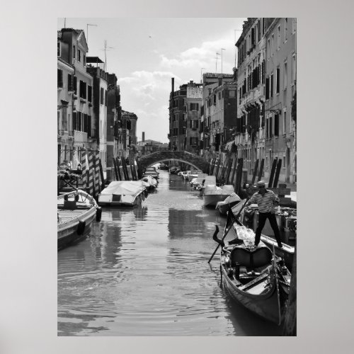 Venice Canal Poster Black and White