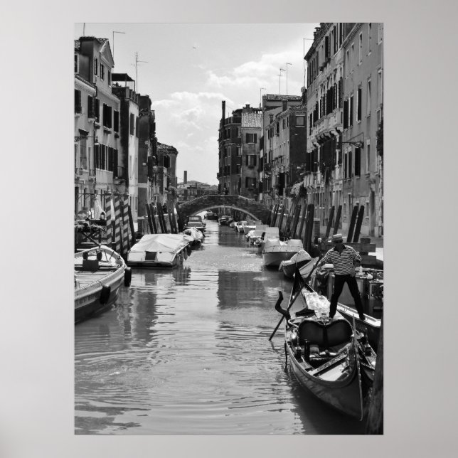 Venice Canal Poster Black and White (Front)