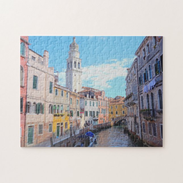 Venice Canal & tower Italian summer vacation Italy Jigsaw Puzzle (Horizontal)