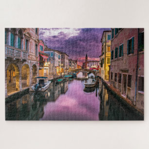 Venice Canal Under Purple Skies Jigsaw Puzzle
