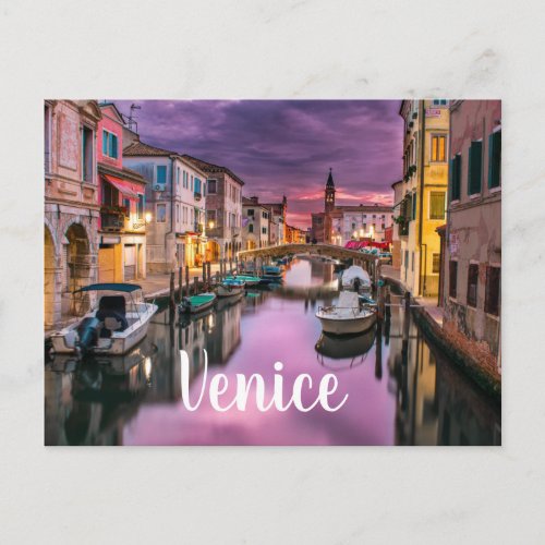 Venice Canal Under Purple Skies Postcard