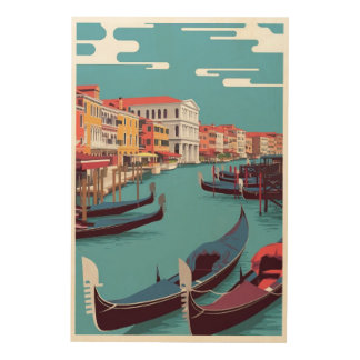 Venice Canal Wall Art Minimalist Flat Vector Scene