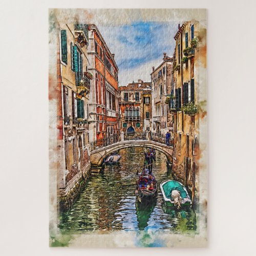 Venice canal with houses and gondola Italy Jigsaw Puzzle
