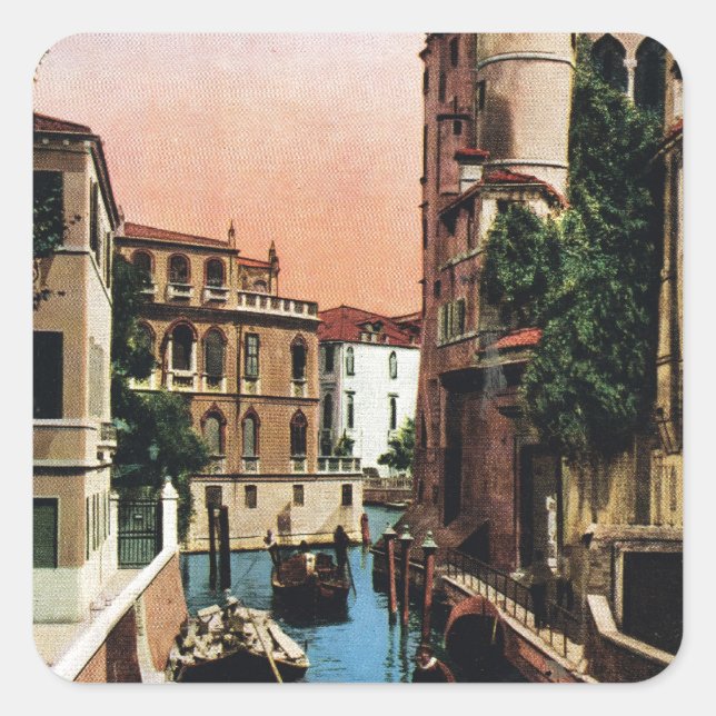 Venice canals, VIntage image Square Sticker (Front)