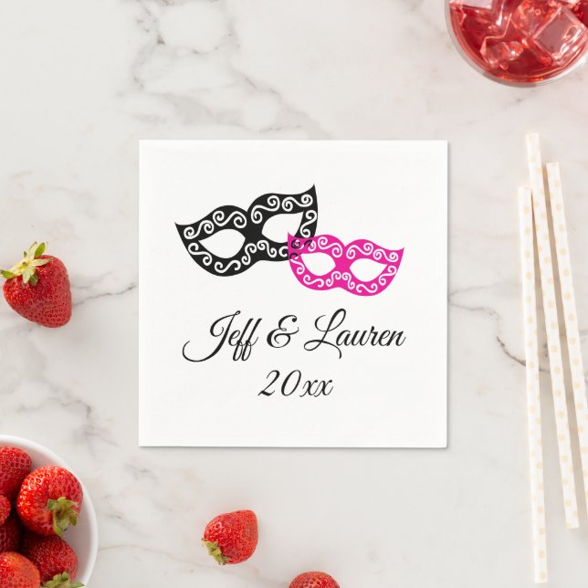 Venice carnival masks custom Italian wedding Napkins (Insitu)