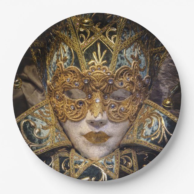 Venice Carnival Masquerade Disposable Paper Plates (Front)