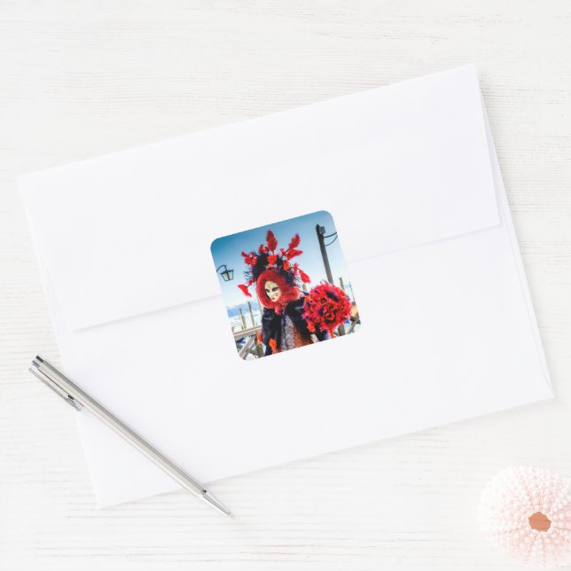Venice carnival  square sticker (Envelope)