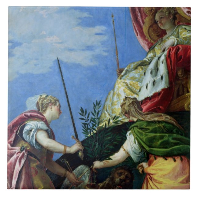 Venice enthroned between Justice and Peace Ceramic Tile (Front)