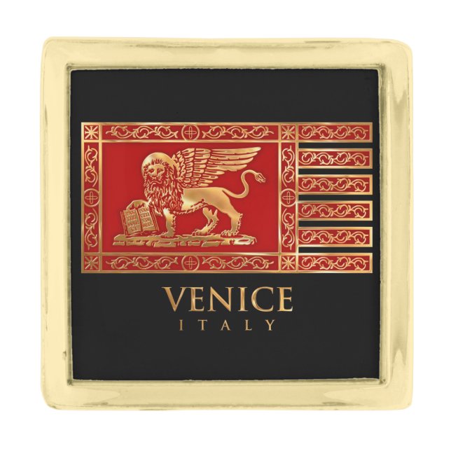 Venice Flag Gold Finish Lapel Pin (Front)