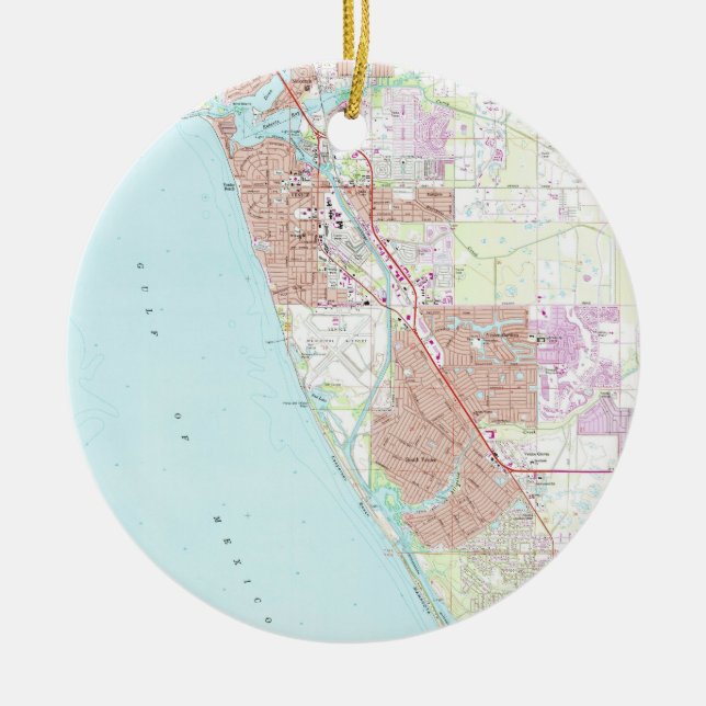 Venice Florida Map (1973) Ceramic Ornament (Front)