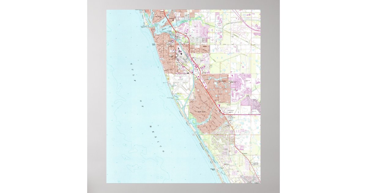 Map Of Venice Florida Area Venice Florida Map (1973) Poster | Zazzle.com