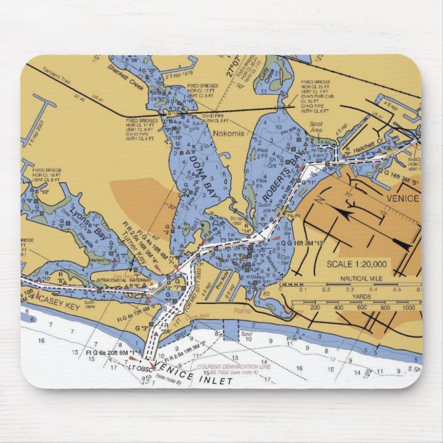 Venice, Florida nautical Harbor chart Mousepad (Front)