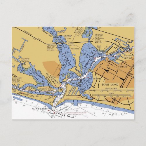 Venice Florida nautical Harbor chart Postcard