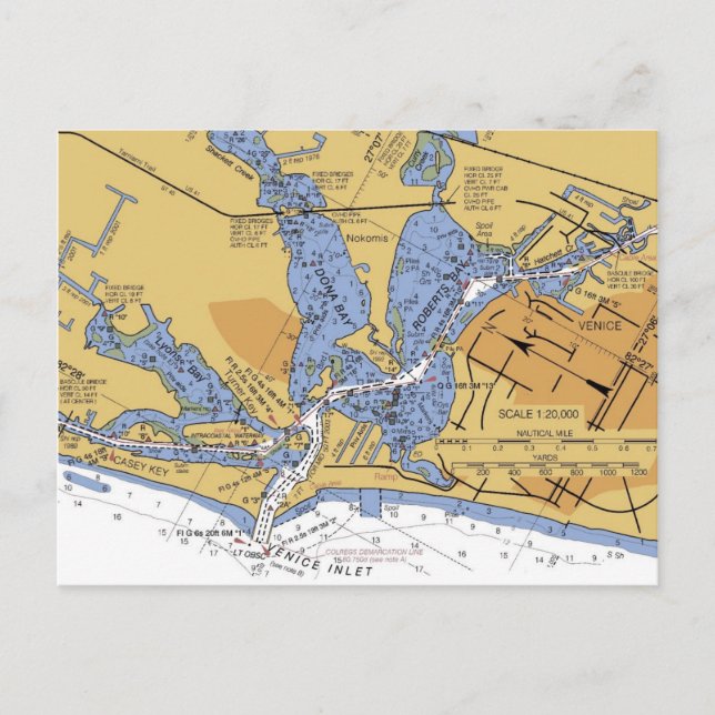 Venice, Florida nautical Harbor chart Postcard (Front)