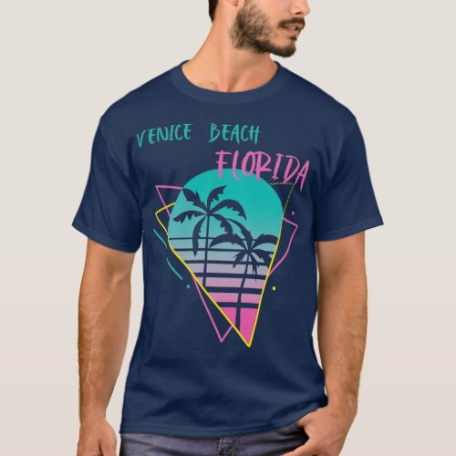 Venice Florida Palm trees Retro Ocean Surfing  T_Shirt