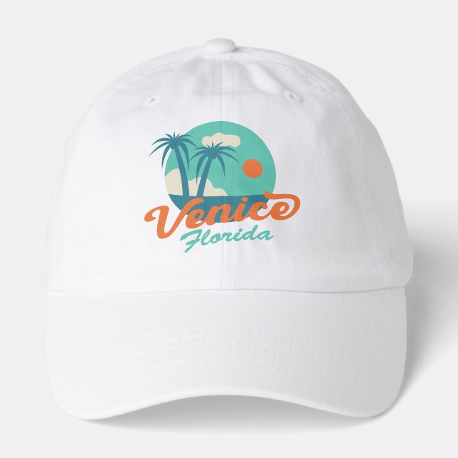 Venice Florida Retro Style Palm Trees and Beach Hat (Front)