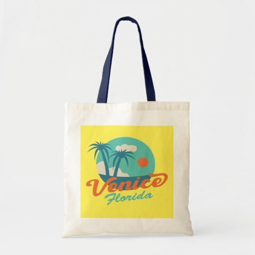 Venice Florida Retro Style Palm Trees and Beach Tote Bag