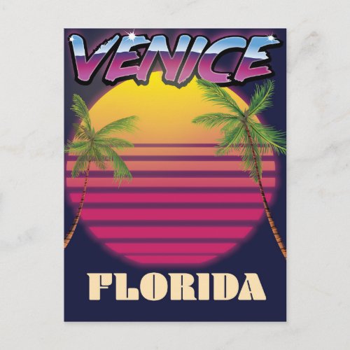 Venice Florida retro vacation poster Postcard