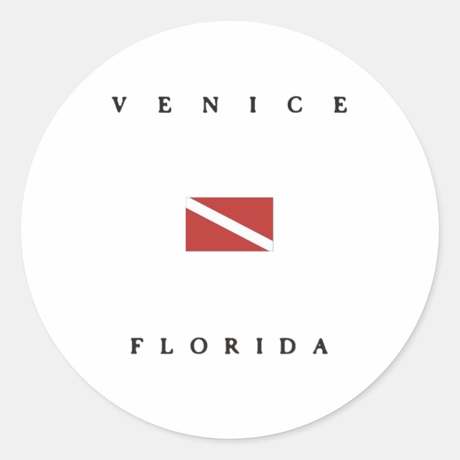 Venice Florida Scuba Dive Flag Classic Round Sticker (Front)