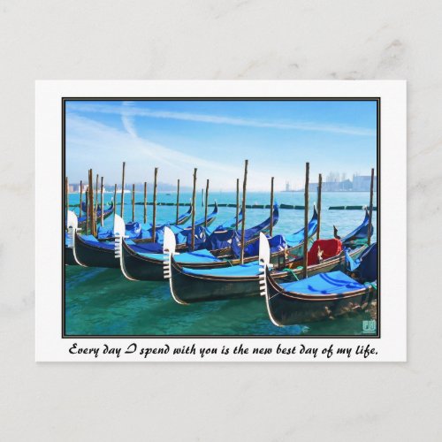 Venice Gandola with Love Quote Postcard