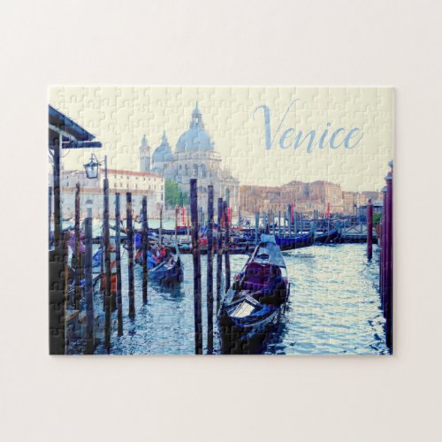 Venice gondola boat dock Venezia Italy Jigsaw Puzzle