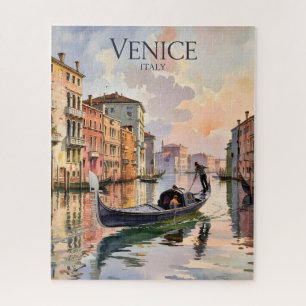 Venice Gondola Ride Watercolor Canal Colorful Jigsaw Puzzle