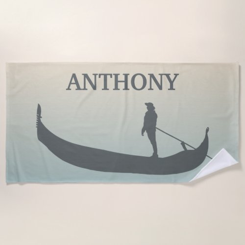 Venice Gondola Silhouette at Sunset Beach Towel