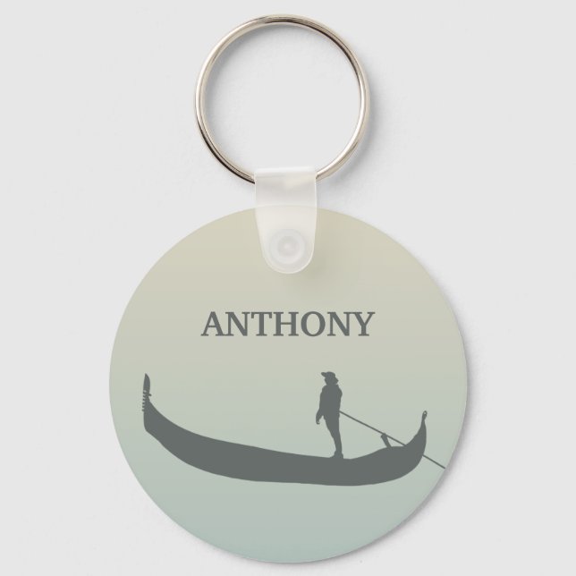 Venice Gondola Silhouette at Sunset Keychain (Front)