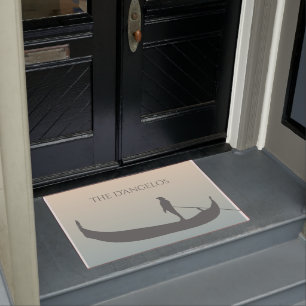 Venice Gondola Silhouette at Sunset Personalized Doormat