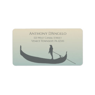 Venice Gondola Silhouette at Sunset Return Address Label