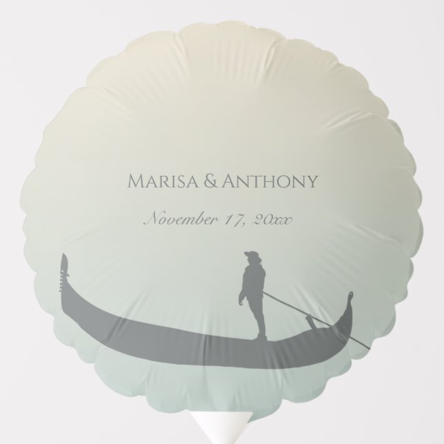 Venice Gondola Silhouette at Sunset Wedding Balloon (Front)