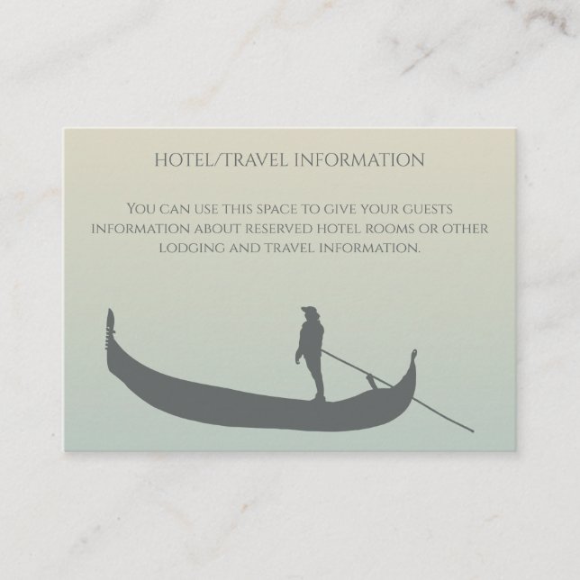 Venice Gondola Silhouette at Sunset Wedding Enclosure Card (Front)
