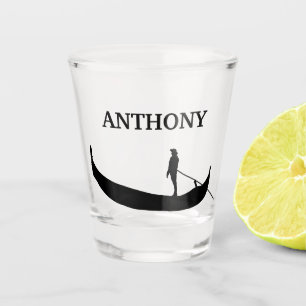 Venice Gondola Silhouette Black Personalized Shot Glass