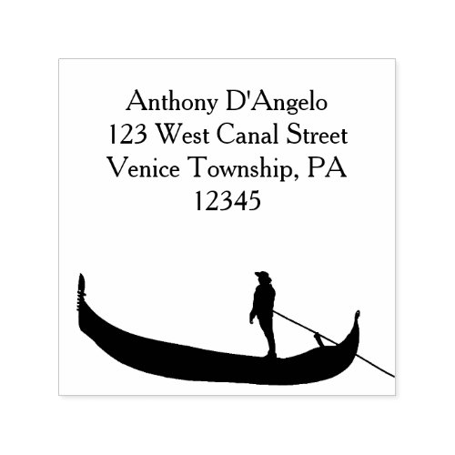 Venice Gondola Silhouette Return Address Self_inking Stamp