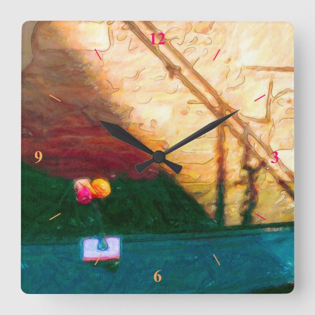 Venice Gondola Square Wall Clock (Front)