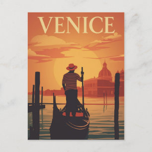 Venice Gondola Sunset Postcard