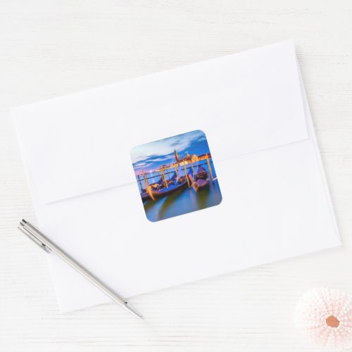 Venice gondola sunset square sticker