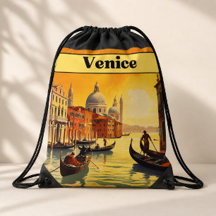 Venice Gondola Sunset Travel Aesthetic Drawstring Bag