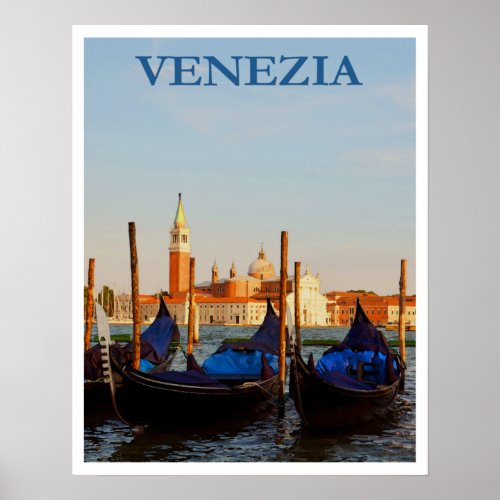 Venice Gondola Vintage Travel Poster