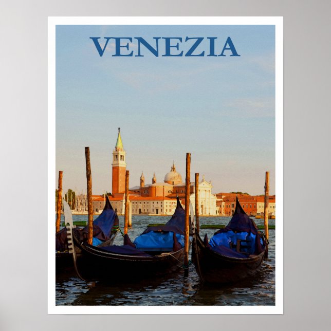 Venice Gondola Vintage Travel Poster (Front)