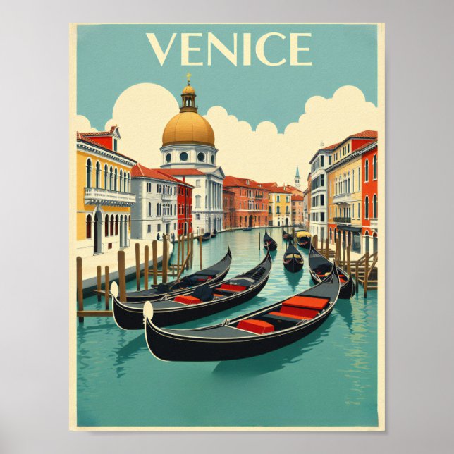 Venice Gondolas - Vintage Travel Poster (Front)