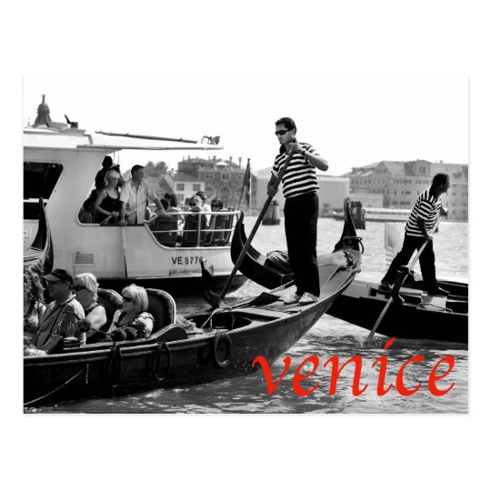 VENICE GONDOLERS ON THE GRAND CANAL POSTCARD
