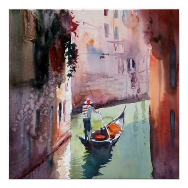 Venice, gondolier, gondola, Venetian style Canvas  Poster (Front)