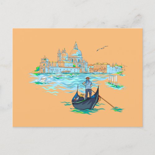 Venice gondolier Painting Postcard