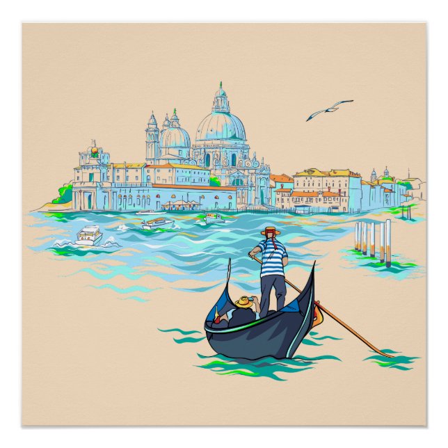 Venice gondolier Painting Poster (Front)